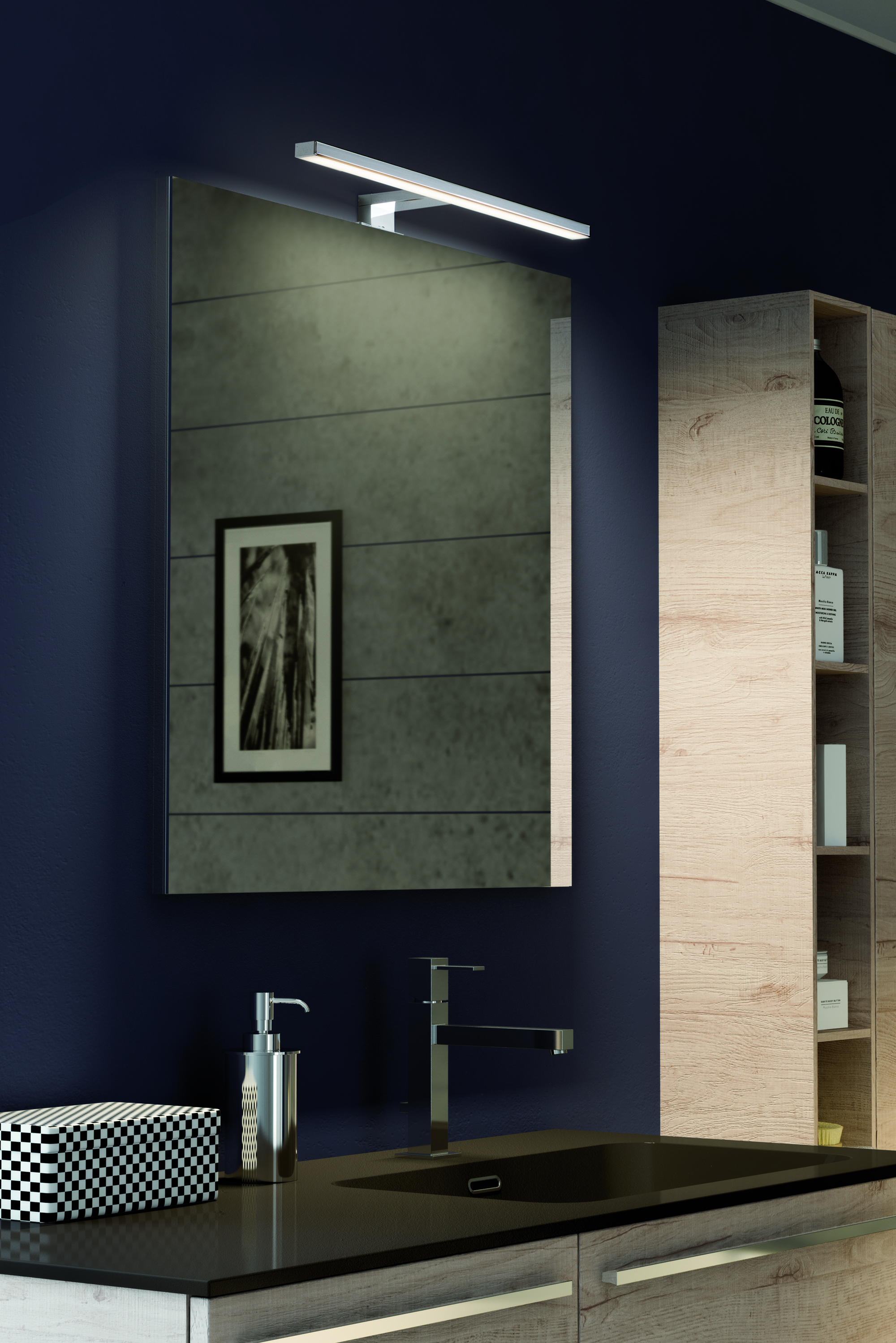 L&S LED Anbauleuchte Lilium Emotion, 800mm, mit zwei Haltearmen,600mm sw./sw.rt Steckerltg, schwarz