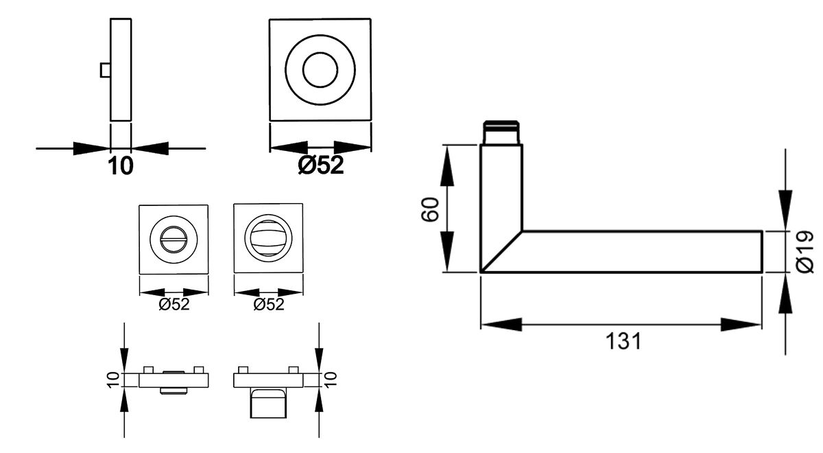 KARCHER DESIGN Drückergarnitur ER28Q BAD 83 - Rhodos, Bad, Edelstahl