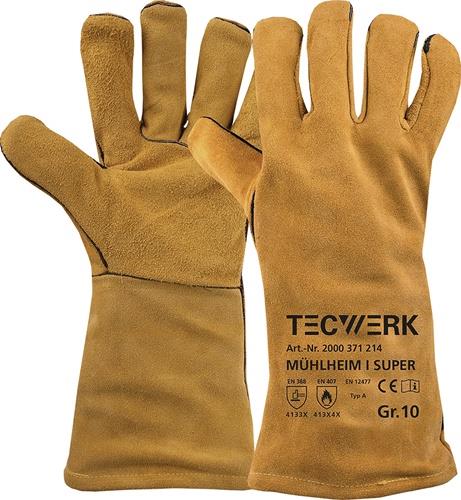 TECWERK Schweißerhandschuhe Mühlheim I Super Gr.10 gelb EN 388/407/12477 6PA TW