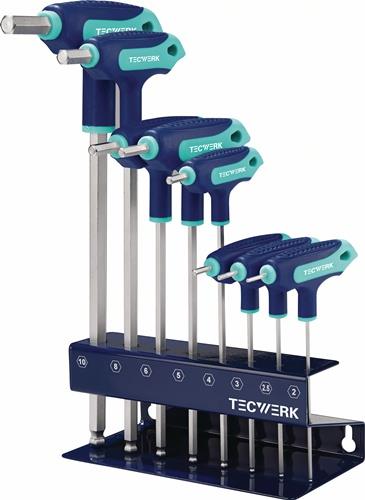 TECWERK Stiftschlüsselsatz 8-tlg.SW 2-10 Quergriff,Kugelkopf,Seitenabtrieb TW