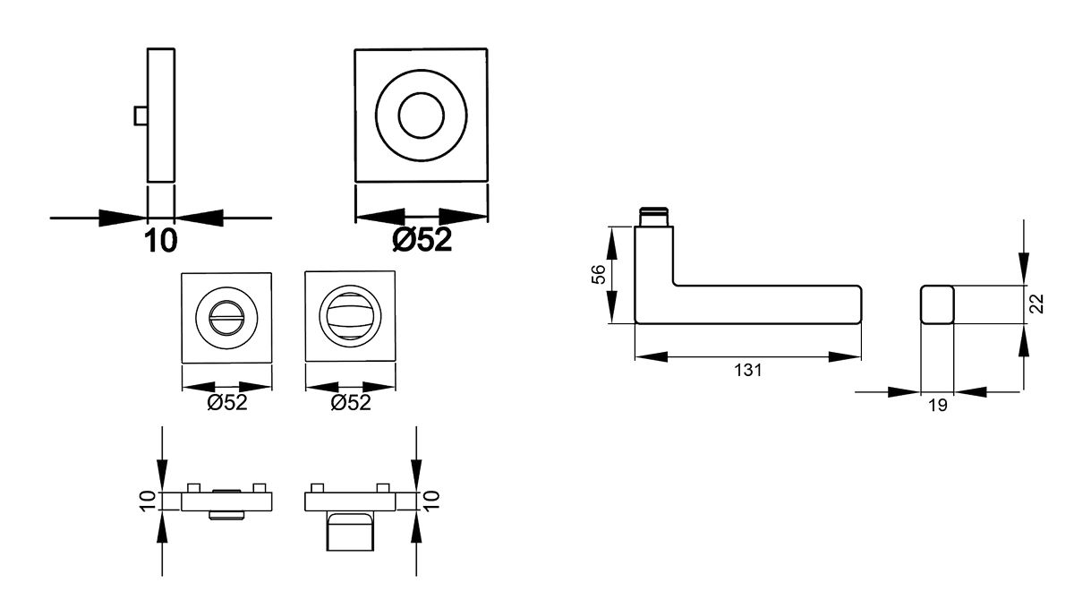 KARCHER DESIGN Drückergarnitur ER46Q BAD 89 - Seattle, Bad, Edelstahl