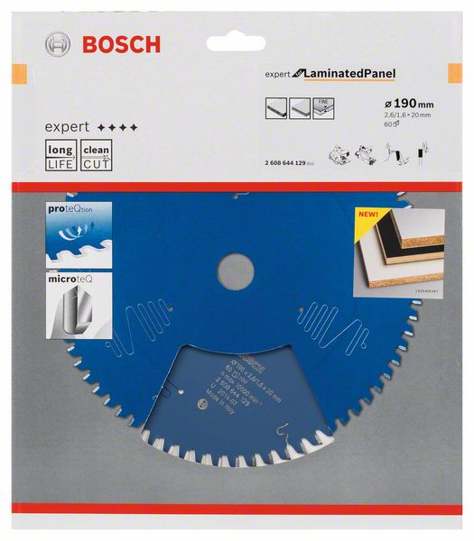 BOSCH Kreissägeblatt Expert for Laminated Panel, 190 x 20 x 2,6 mm, 60