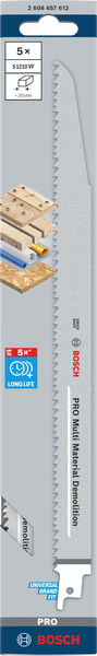 BOSCH Säbelsägeblatt S 1210 VF, Heavy for Wood and Metal, 5er-Pack