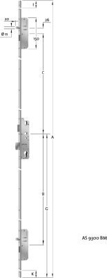 KFV Mehrfachverriegelung MFS AS9300, Flachstulp, B001, Stahl, RR KFV Mehrfachverriegelung MFS AS9300, Flachstulp, B001, Stahl, RR