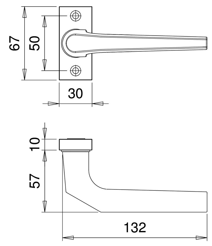 EDI Drücker-Halbgarnitur ohne Schlüsselrosette Vesta 1314, Aluminium
