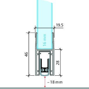 PLANET Glastürdichtung KG-F16s FH, schmal, Silikon 459 mm grau
