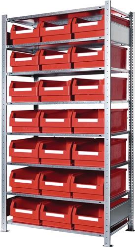 KAPPES Steckregal H2000xB1000xT500mm Grundregal 8 Stahl-Bd.21xGr.2 rot KAPPES