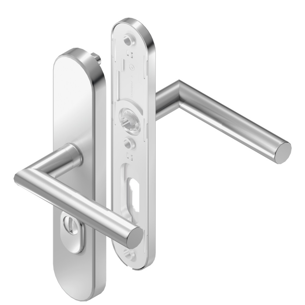BKS FH Schutz-Drückergarnitur mit Langschild BELCANTO B-75030, Edelstahl matt
