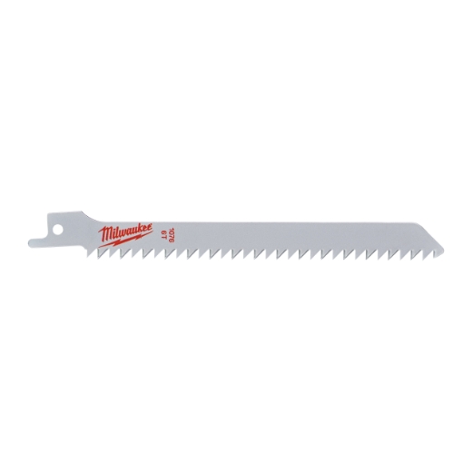 MILWAUKEE 150 x 4,2 mm (6 TPI), unlackiert Säbelsägeblatt Holz - ideal für Kurvenschnitte in Nassholz