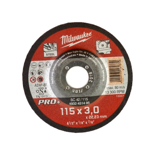 MILWAUKEE SC42 3 mm gekröpft Metalltrennscheibe PRO+ 115 mm