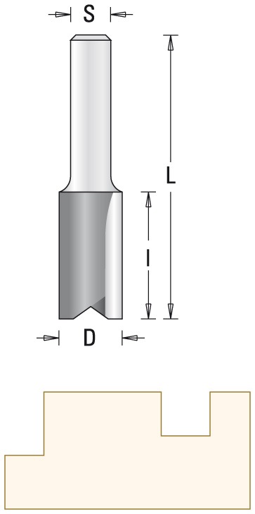 GUHDO 102/8 HW-Nutfräser D4 l=11 L51 S8 Z2 mit Bohrschneide