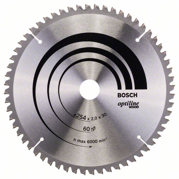 BOSCH Kreissägeblatt Optiline Wood für Kapp- und Gehrungssägen, 254 x 30 x 2,0 mm, 60