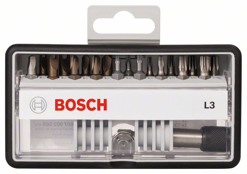 BOSCH Schrauberbit-Set Robust Line L Extra-Hart, 18 + 1-teilig, 25 mm, Sicherh. Bits