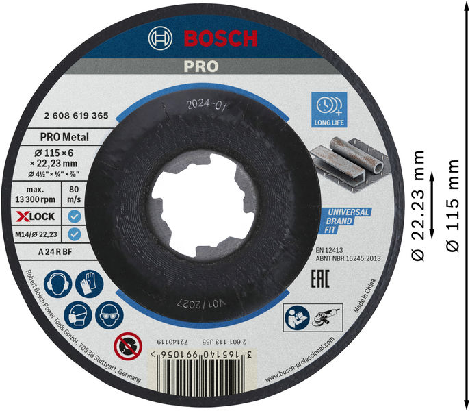 BOSCH X-LOCK Schruppscheibe T27 A 24 P BF 115 x 6,0 mm