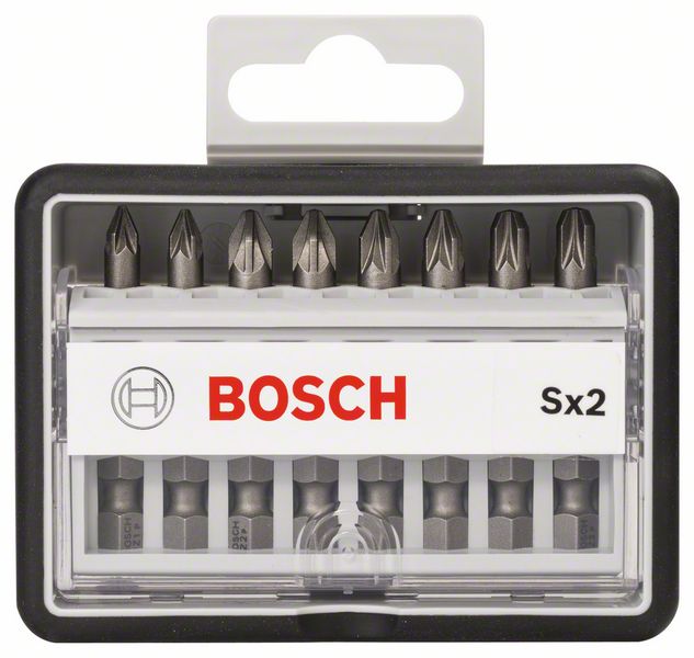 BOSCH Schrauberbit-Set Robust Line Sx Extra-Hart, 8-teilig, 49 mm, PZ