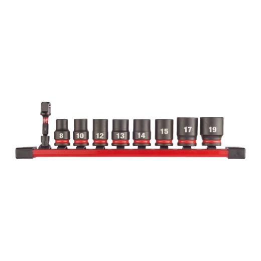 MILWAUKEE 9-teiliges Set auf Schiene SHOCKWAVE Schlagnuss 3/8" kurz Set