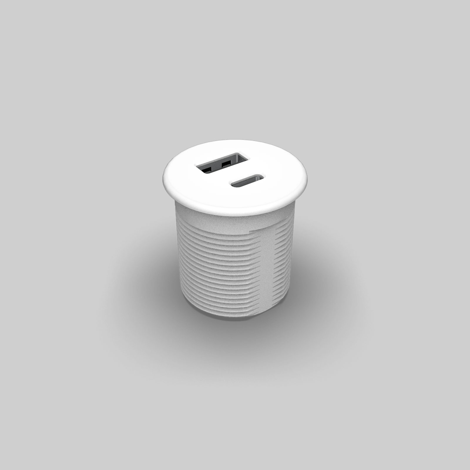BMB USB A2C, Ø30 mm, 1x USB-A/1x USB-C, Weiß