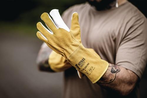 NITRAS Schweißerhandschuhe WELDER PRO Gr.11 ocker/grau PSA-Kat.II