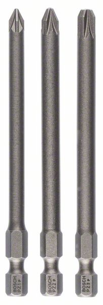 BOSCH Schrauberbit-Set Extra-Hart, 3-teilig, PZ1, PZ2, PZ3, 89 mm