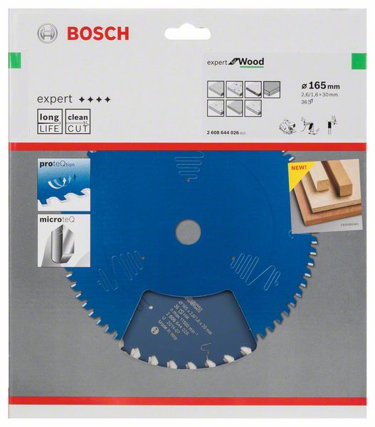 BOSCH Kreissägeblatt Expert for Wood, 165 x 30 x 2,6 mm, 36
