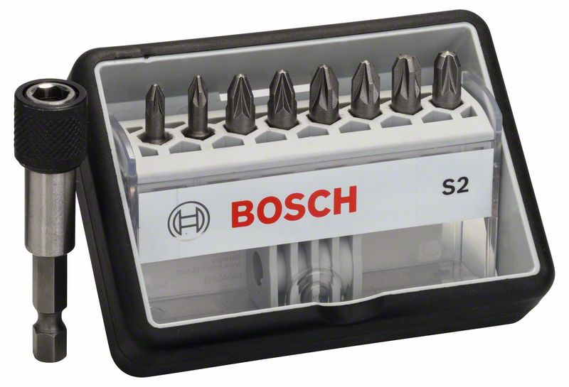 BOSCH Schrauberbit-Set Robust Line S Extra-Hart, 8 + 1-teilig, 25 mm, PZ
