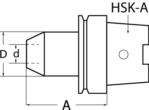 PROMAT Flächenspannfutter DIN 69893A Weldon Spann-D.10mm HSK-A63 A.-L.65mm PROMAT