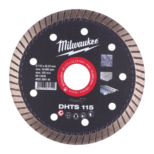 MILWAUKEE Hart, dünn, geschlossen Diamanttrennscheibe DHTS 115 mm