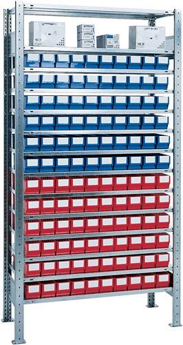 Nordwest Steckregal H2000xB1000xT400mm Grundregal 12 Stahlböden 60 x 3 blau,60 x 3 rot