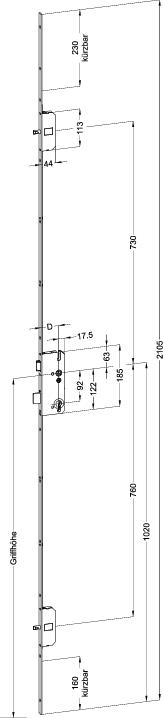 WINKHAUS Mehrfachverriegelung STV F1607 B2, 10/92, umstellbare Falle, Stahl WINKHAUS Mehrfachverriegelung STV F1607 B2, 10/92, umstellbare Falle, Stahl