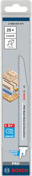 BOSCH Säbelsägeblatt S 1110 VF Heavy for Wood and Metal, 25er-Pack