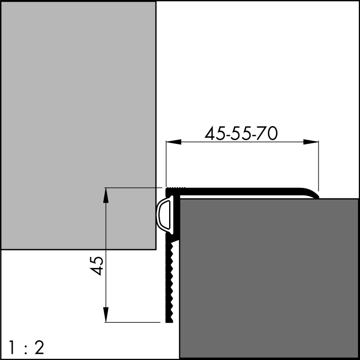 ELLEN Renovierungsschiene ARP 45 z. schrauben Alu silber, Br 45 x H 45 x L 1800mm