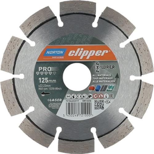 NORTON CLIPPER Diamanttrennscheibe 4x4 Explorer D.125mm Bohr.22,23mm Seg.-B.2,2mm Seg.-H.10mm