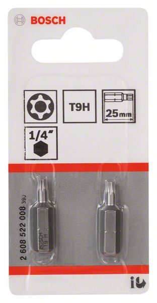 BOSCH Security-Torx-Schrauberbit Extra-Hart T9H, 25 mm, 2er-Pack