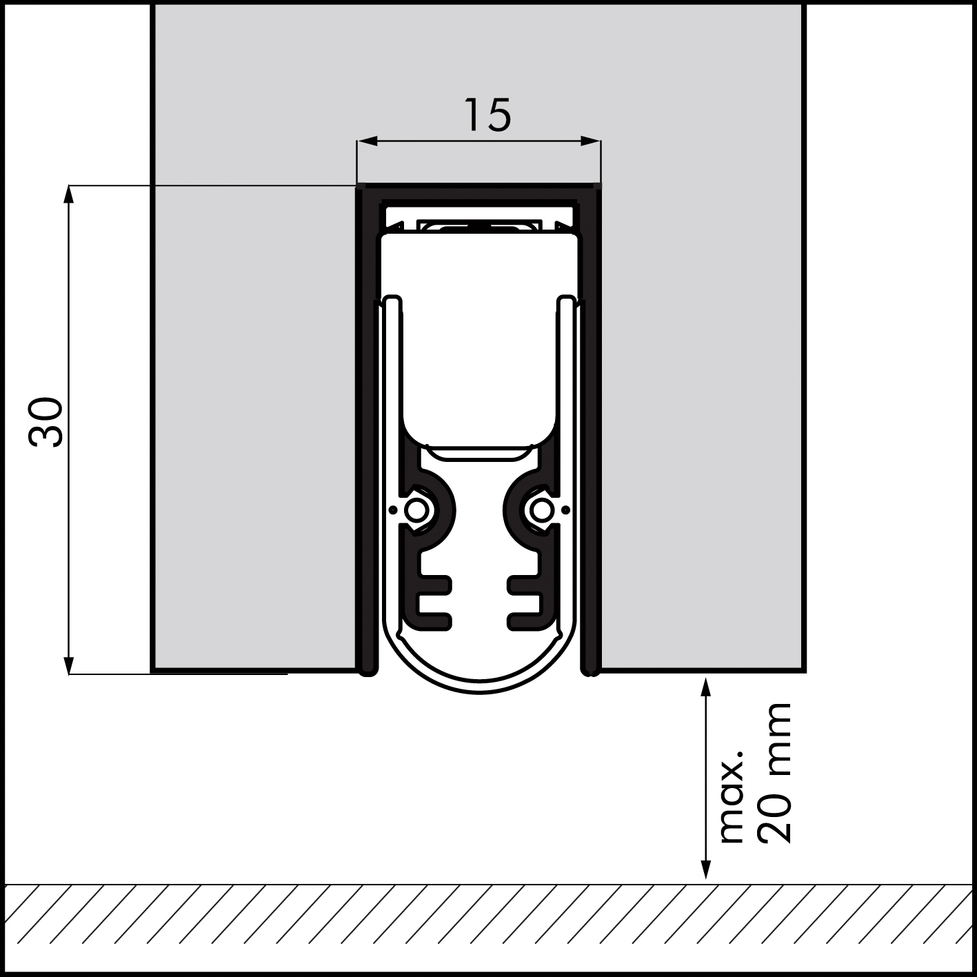 ELLEN Autom. Türbodendichtung EllenMatic Soundproof z. Einnuten, m. Montagewinkel, silber