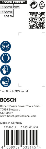 BOSCH EXPERT SDS max-8X Hammerbohrer, 32 x 400 x 520 mm, 5 Stück. Für Bohrhämmer