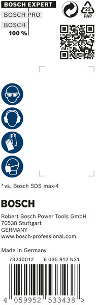 BOSCH EXPERT SDS max-8X Hammerbohrer, 25 x 400 x 520 mm, 5 Stück. Für Bohrhämmer