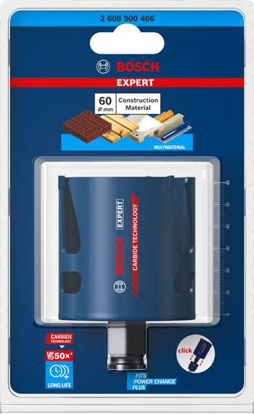 BOSCH EXPERT Construction Material Lochsäge, 60 x 60 mm. Für Dreh- und Schlagbohrer