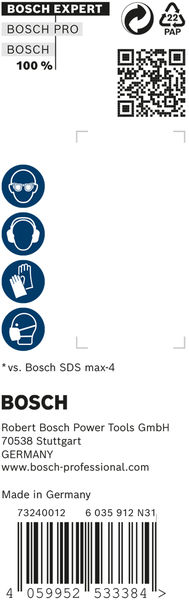BOSCH EXPERT SDS max-8X Hammerbohrer, 18 x 400 x 540 mm, 5 Stück. Für Bohrhämmer