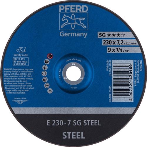 PFERD Schruppscheibe SG STEEL D230xS7,2mm gekr.STA Bohr.22,23mm PFERD