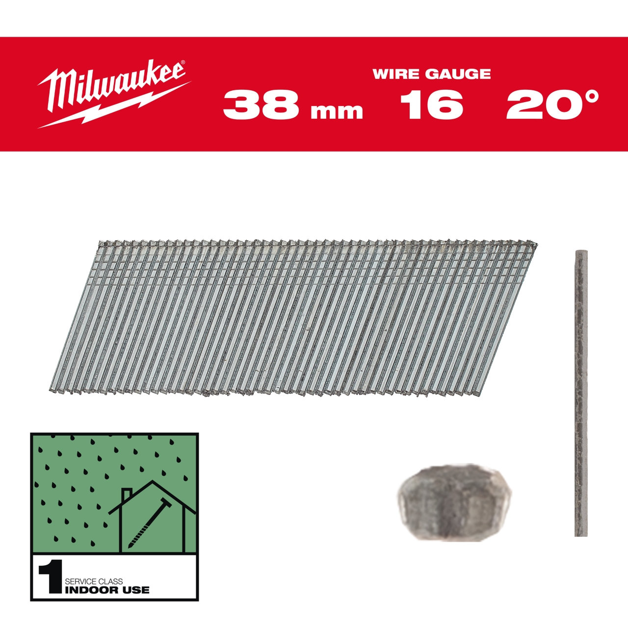 1,35 x 1,61 x 38 mm verzinkt, 20° Stauchkopf-Nägel 16 Gauge für M18CN16GA & M18FN16GA