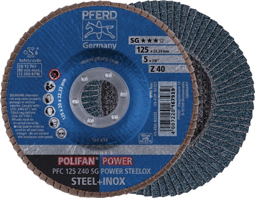 PFERD Fächerscheibe POLIFAN Z SG POWER STEELOX D.125mm K.Z-60 kon.INOX ZK