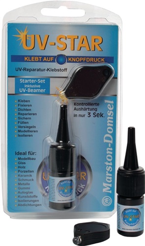 MARSTON-DOMSEL UV-Reparatur-Klebstoff MD UV-Star 3g Kleber /1 UV-Leuchte transp.Set MARSTON