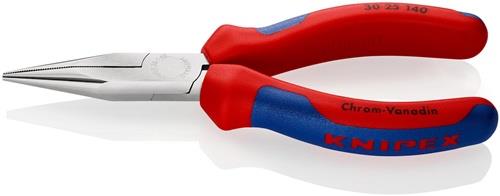 KNIPEX Langbeckzange Gesamt-L.140mm Form 2 Kopf verchr.lang,flach-rund Mehrkomp.-Hüllen