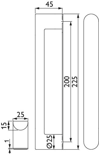 HERMAT Stoßgriff 8013,Glastür, Edelstahl