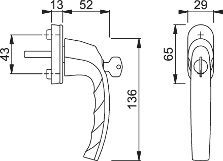 HOPPE® Fenstergriff absperrbar Atlanta 0530S/U26 TBT4, ohne Schrauben, Aluminium, 2838384