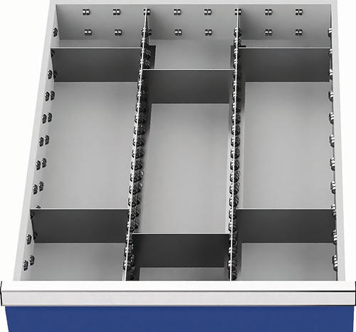 Nordwest Schubladenunterteilungsmaterial Front-H.150mm 2Längs-/6Querteiler Schubl-B.450mm