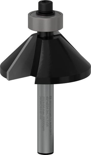 BOSCH Fase-/Bündigfräser 6 mm, D1 34,9 mm, B 11,1 mm, L 14,6 mm, G 56 mm, 45°