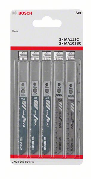BOSCH Stichsägeblatt-Set Wood, 5-teilig, Makita-Schaft