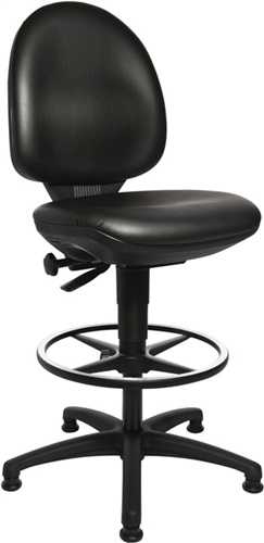 TOPSTAR Arbeitsdrehstuhl Tec 50 Bodengleiter+Fußring Kunstlederpolster schwarz