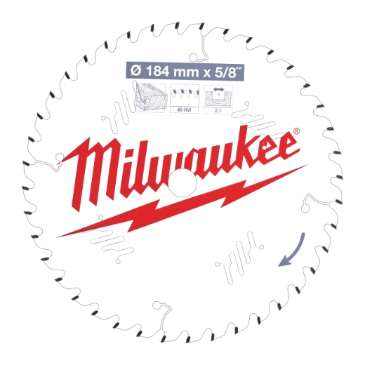 MILWAUKEE 184/15,87 mm 40 Wechselzahn Kreissägeblatt Holz für Handkreissägen